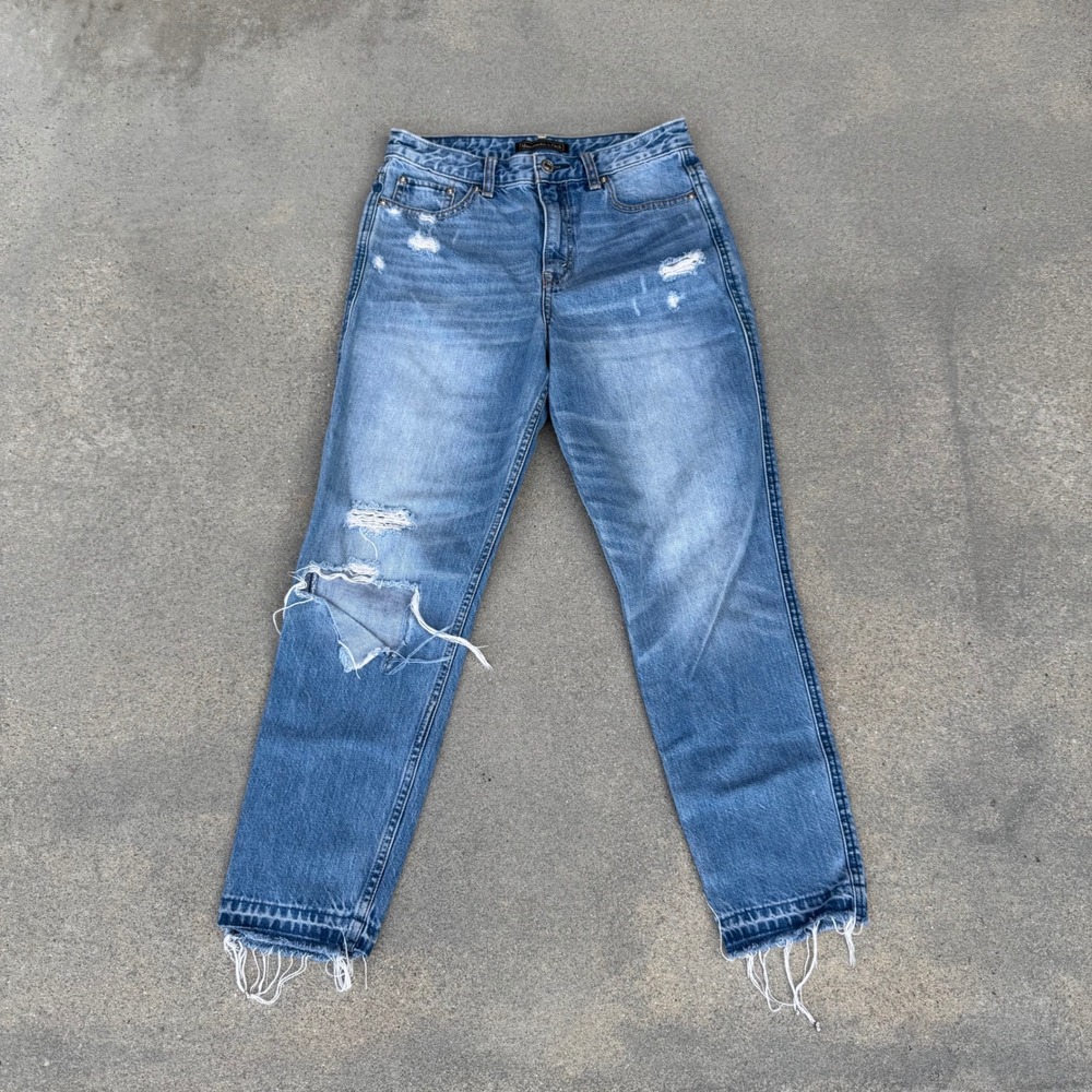 Abercrombie & Fitch Signature Distressed Straight Leg Jeans Blue Women 26